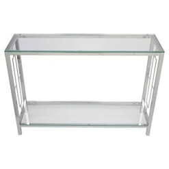 Chrome Metal Glass Accent Console Sofa Table With Shelf -Amazon Store 41hrggtlPlL