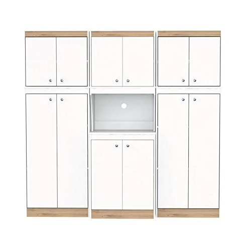 Inval Galley 3-Piece Kitchen Storage System, White And Vienes Oak 8 Inval Galley 3-Piece Kitchen Storage System, White And Vienes Oak - Image 6