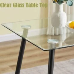 Modern Glass Dining Table, Kitchen Table For 2 And 4, Multifunctional Desk For Dining Room, Kitchen, Home Office, Living Room, Apartment (Black Rectangle Glass Table, 47.2 X 27.5 X 29.5 In) -Amazon Store 41hymwGFKIL