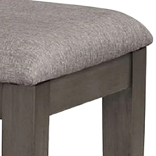 GENERIC Rectangular Fabric Bench With Wooden Tapered Legs Charcoal Gray Grey Solid Modern Contemporary Wood Antique 4 GENERIC Rectangular Fabric Bench With Wooden Tapered Legs Charcoal Gray Grey Solid Modern Contemporary Wood Antique - Image 2
