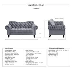 Lexicon Cruz Living Room Loveseat, Dark Gray -Amazon Store 41i4GCv75vL