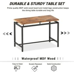 MIERES Dining Table Set For 4, Wood Kitchen Table And Chairs For 4, 5 Pieces Bar Table And Chairs Set, Industrial Bar Height Table With 4 Stools For Home Bar,Living Room,Breakfast Nook,Rustic Brown -Amazon Store 41i6kidZlTL