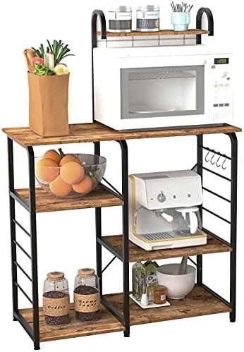 Soges Multi-Functional Kitchen Baker's Rack Utility Microwave Oven Stand Storage Cart Workstation Shelf Microwave Cart, Black Brown 172-BK 9 Soges Multi-Functional Kitchen Baker's Rack Utility Microwave Oven Stand Storage Cart Workstation Shelf Microwave Cart, Black Brown 172-BK - Image 7