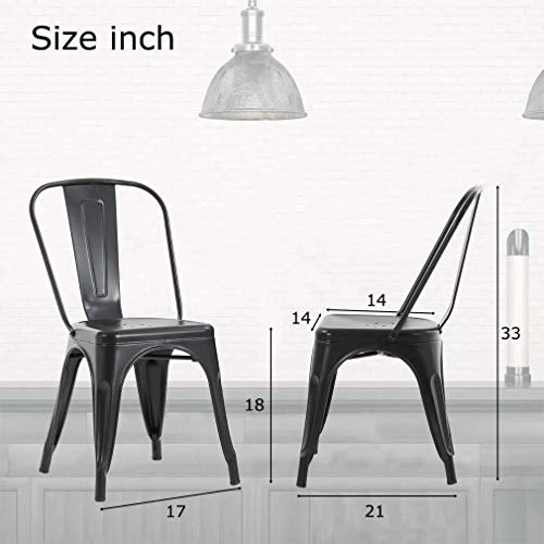 FDW Chairs Metal Stackable Restaurant Dining Chair 18" Seat Height Bar Chairs Indoor/Outdoor Tolix Side Metal Kitchen Trattoria Chairs Set Of 4 5 FDW Chairs Metal Stackable Restaurant Dining Chair 18" Seat Height Bar Chairs Indoor/Outdoor Tolix Side Metal Kitchen Trattoria Chairs Set Of 4 - Image 3