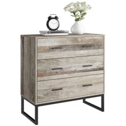 FOTOSOK Wide Dresser For Bedroom, 3 Drawer Dresser With 2 Handles, Chest Of Drawers With Metal Frame For Home Office, 31.5L X 15.6W X 32.3H