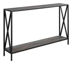 Convenience Concepts Tucson Console Table With Shelf, Weathered Gray/Black
