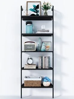 ODK 5-Tier Ladder Shelf, 74 Inches Wall Mounted Ladder Bookshelf With Metal Frame, Open Industrial Shelves For Home Office, Bedroom And Living Room, Black 22 ODK 5-Tier Ladder Shelf, 74 Inches Wall Mounted Ladder Bookshelf With Metal Frame, Open Industrial Shelves For Home Office, Bedroom And Living Room, Black -Amazon Store 41iGtOT3i4L. AC