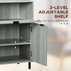HOMCOM Sideboard Buffet Cabinet, Kitchen Cabinet With Metal Grid Flip Drawer, Adjustable Shelf, Accent Cabinet For Living Room, Grey -Amazon Store 41iJZd0gNCL