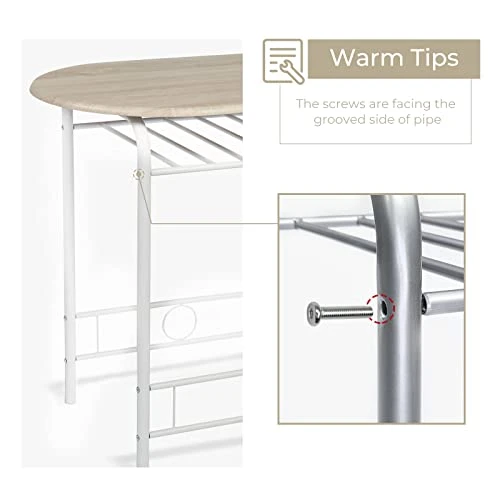 Bonnlo 3 Piece Dining Set, Small Kitchen Table Set For 2, Breakfast Table Set, Kitchen Small Table And Chairs For Small Space/Dining Room/Apartment, Metal Frame, Wine Rack, White&Light Oak 9 Bonnlo 3 Piece Dining Set, Small Kitchen Table Set For 2, Breakfast Table Set, Kitchen Small Table And Chairs For Small Space/Dining Room/Apartment, Metal Frame, Wine Rack, White&Light Oak - Image 7