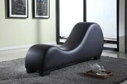 US Pride Furniture Yoga Collection Modern Faux Leather Curved Lounge Chaise For Stretching & Relaxation, Ideal For Bedroom, Living, Meditation Room Or Office, Regular, Brown -Amazon Store 41iL1ySLiL. AC