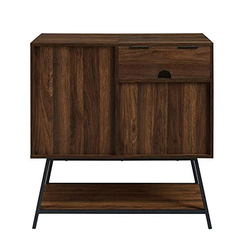 Walker Edison Modern Rectangle Sideboard With Record Player Storage-Entryway Serving Storage Cabinet Doors-Dining Room Console, 30 Inch, Black And Dark Walnut 6 Walker Edison Modern Rectangle Sideboard With Record Player Storage-Entryway Serving Storage Cabinet Doors-Dining Room Console, 30 Inch, Black And Dark Walnut - Image 4