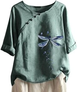 Womens Cotton Linen Shirts Casual Summer 3/4 Sleeve Tops Dandelion Print Tunic Tees Casual Crewneck Loose Fit Blouses -Amazon Store 41iPrGn4uNL. AC