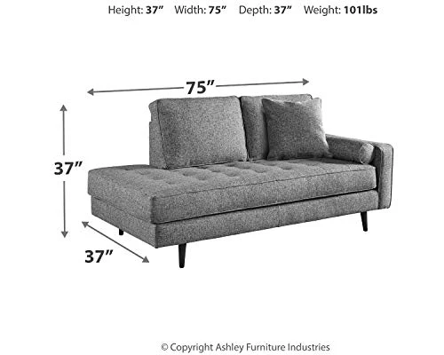 Signature Design By Ashley Zardoni Right Arm Facing Corner Chaise, Charcoal 3 Signature Design By Ashley Zardoni Right Arm Facing Corner Chaise, Charcoal