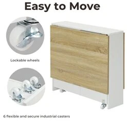 Tiptiper Folding Dining, Versatile Dinner Table With 6 Wheels And 2 Storage Racks, Space Saving Kitchen, Dining Room Table -Amazon Store 41iZqwWF4eL