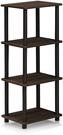 FURINNO 3 Shelves, Turn-N-Tube Ladder Space Shelf, Walnut/Brown 8 FURINNO 3 Shelves, Turn-N-Tube Ladder Space Shelf, Walnut/Brown - Image 6