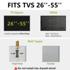 USX MOUNT Full Motion TV Wall Mount For Most 26-55in TV, Pre-Assembled Wall TV Bracket With Swivel Tilt Extension Height Setting, TV Centering & Corner Design, Up To VESA 400x400mm, Load 80 Lbs 13 USX MOUNT Full Motion TV Wall Mount For Most 26-55in TV, Pre-Assembled Wall TV Bracket With Swivel Tilt Extension Height Setting, TV Centering & Corner Design, Up To VESA 400x400mm, Load 80 Lbs -Amazon Store 41icWxyfflL