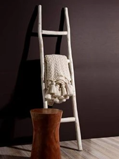 Best Home Fashion Rustic Wooden Decorative Ladder - White