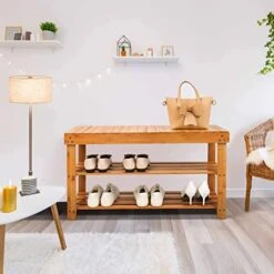 JMLHMXC Bamboo Shoe Rack Bench, 34''L*12.5''W*17.5''H Extended Edition 3-Tier Shoe Rack For Entryway,Wooden Shoe Shelf Organizer Holds Up To 300 Lbs Ideal For Hallway Bathroom Living Room Mudroom -Amazon Store 41ifyWYVdIL