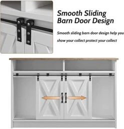 4ever2buy Coffee Bar Cabinet With Storage, Farmhouse Sideboard Buffet Cabinet With Sliding Barn Door, 52'' Kitchen Cabinet With Adjustable Shelves, White Coffee Bar Table For Living Dining Room -Amazon Store 41ikYtwn7TL