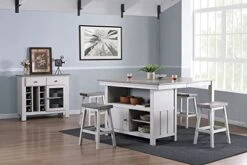 Pilaster Designs Indoor Home Decorative Furniture Millport Buffet Server With Wine Storage & Drawers, White & Wash Gray Wood -Amazon Store 41il38viWpL