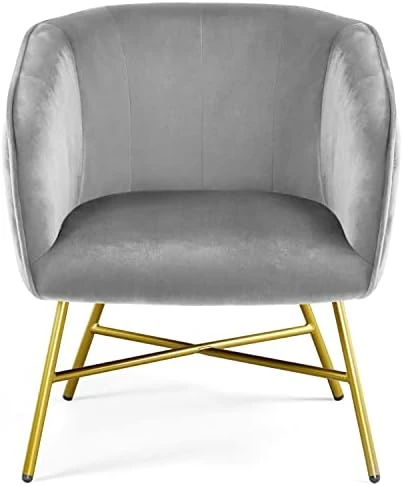 Topeakmart Modern Accent Barrel Chair Living Room Chair Velvet Accent Armchair With Metal Legs For Living Room Bedroom Home Office Grey 10 Topeakmart Modern Accent Barrel Chair Living Room Chair Velvet Accent Armchair With Metal Legs For Living Room Bedroom Home Office Grey - Image 8