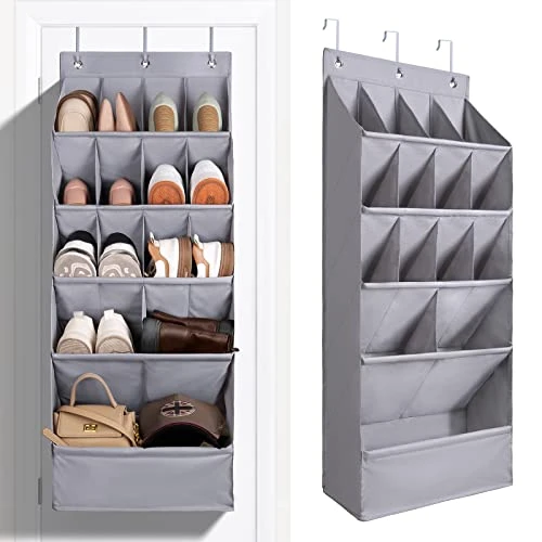 FENTEC Over-the-Door-Shoe-Organizers, Hanging Shoe Organizers With Large Pocket Shoe Holder Hanging Shoe Rack For Closet Shoe Organizer For Wall, Over Door Organizer With 15 Pockets Gery, 1 Pack 3 FENTEC Over-the-Door-Shoe-Organizers, Hanging Shoe Organizers With Large Pocket Shoe Holder Hanging Shoe Rack For Closet Shoe Organizer For Wall, Over Door Organizer With 15 Pockets Gery, 1 Pack