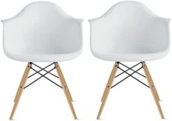 2xhome Modern Dining Side Chairs From Molded Plastic Armchair Shell With Natural Wooden Legs, White, Set Of 2 -Amazon Store 41ivrBEh2EL. AC