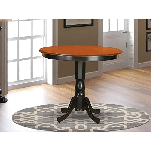 East West Furniture Mid Century TRT-BLK-TP Wood Dining Table With Cherry Round Tabletop And 42 X 36-Black Finish 4 East West Furniture Mid Century TRT-BLK-TP Wood Dining Table With Cherry Round Tabletop And 42 X 36-Black Finish - Image 2