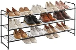 YMYNY Freestanding Shoe Racks, 3 Tiers Stackable & Adjustable Shoe Storage Shelf, Metal Wire Grid Shoe Organizer For 12-16 Pairs, For Entryway, Closet, Bedroom, Black, 26.8" L, UHXJ301B 23 YMYNY Freestanding Shoe Racks, 3 Tiers Stackable & Adjustable Shoe Storage Shelf, Metal Wire Grid Shoe Organizer For 12-16 Pairs, For Entryway, Closet, Bedroom, Black, 26.8" L, UHXJ301B -Amazon Store 41j q1jZvJL. AC