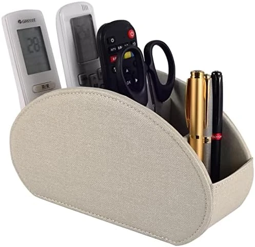 Leather Remote Control Holder With 5 Compartments TV Remote Caddy Storage Box/Tray,Desktop Organizer Store Controller,Glasses,Brush,Media Player,Pen,Space Saver For Bedside Table/Office Desk(Black) 8 Leather Remote Control Holder With 5 Compartments TV Remote Caddy Storage Box/Tray,Desktop Organizer Store Controller,Glasses,Brush,Media Player,Pen,Space Saver For Bedside Table/Office Desk(Black) - Image 6