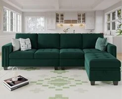 Belffin Velvet Reversible Sectional Sofa With Chasie Convertible Sectional Couch With Storage Ottoman L Shaped 4-seat Sectional Sofa Couch Green 16 Belffin Velvet Reversible Sectional Sofa With Chasie Convertible Sectional Couch With Storage Ottoman L Shaped 4-seat Sectional Sofa Couch Green -Amazon Store 41j8 9IRXRL. AC