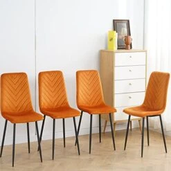 Adyoyi Modern Velvet Dining Chairs Set Of 4, Upholstered Velvet Dining Room Chairs Fabric Dining Chairs For Dinning Room Home Living Room Bedroom Kitchen, Orange -Amazon Store 41j8fvlv7HL