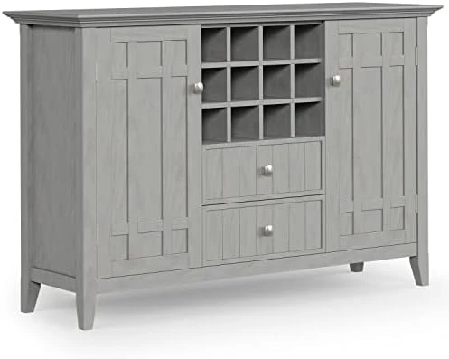 SIMPLIHOME Bedford SOLID WOOD 54 Inch Wide Rustic Sideboard Buffet And Winerack In White With Storage, 2 Drawers And 2 Shelves, For The Living Room, Rustic 12 SIMPLIHOME Bedford SOLID WOOD 54 Inch Wide Rustic Sideboard Buffet And Winerack In White With Storage, 2 Drawers And 2 Shelves, For The Living Room, Rustic - Image 10