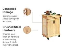 Homestyles General Line Mobile Kitchen Cart, FURNITURE, Natural -Amazon Store 41jEt4JBXgL