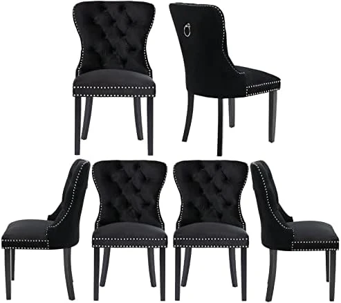 Chairus Dining Chairs Set Of 2 With Tufted High Back, Velvet Upholstered Dining Room Chairs Modern Elegant Nailhead Trim Ring Pull - Ivory 2PCS 10 Chairus Dining Chairs Set Of 2 With Tufted High Back, Velvet Upholstered Dining Room Chairs Modern Elegant Nailhead Trim Ring Pull - Ivory 2PCS - Image 8