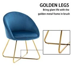 Altrobene Modern Accent Chair, Velvet Dining Chair Set, Living Room Bedroom Kitchen Arm Chair, Golden Finished, Set Of 2, Navy Blue -Amazon Store 41jHm7zksEL