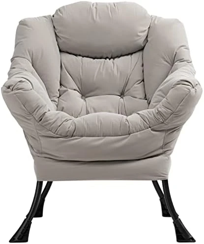 AcozyHom Modern Large Cotton Fabric Lazy Chair,Accent Contemporary Lounge Chair, Single Steel Frame Leisure Sofa Chair With Armrests And A Side Pocket, Smoky Grey 12 AcozyHom Modern Large Cotton Fabric Lazy Chair,Accent Contemporary Lounge Chair, Single Steel Frame Leisure Sofa Chair With Armrests And A Side Pocket, Smoky Grey - Image 10