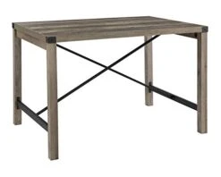 Walker Edison Marcus Modern Farmhouse Trestle Style Metal X Dining Table, 48 Inch, Grey Wash