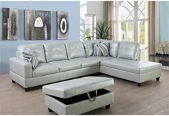 A Ainehome Sectional Couch Set L Shape 103" Wide Sofa Faux Leather For Living Room With Chaise Lounge And Removable Ottoman For Home Furniture Room Decor (Left Hand Facing,Black) -Amazon Store 41jMPHveYL. AC