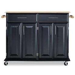 Homestyles Kitchen Cart With Storage Dolly Madison, 48.25 Inches Wide, Black
