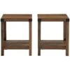 Walker Edison Sedalia Modern Farmhouse Metal-X Side Table Set, 2 Pack, Rustic Oak