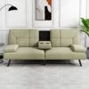 IULULU Futon Sofa Bed, Convertible Sleeper Couch Daybed With 2 Cup Holders And Removable Armrest For Apartment, Studio, Dorm, Office, Home, Khaki -Amazon Store 41jSSDEEP6L
