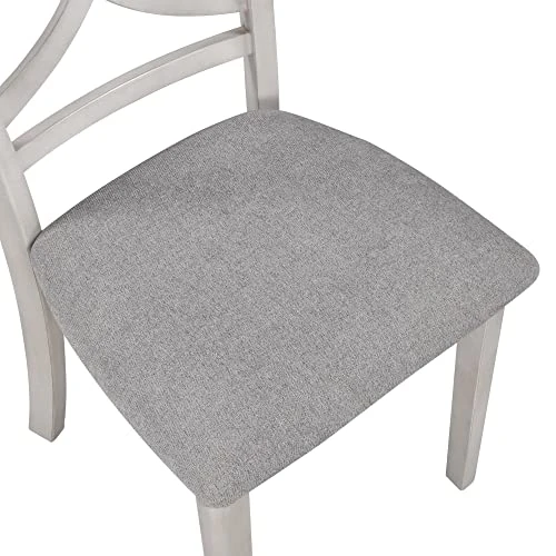 GENERIC Farmhouse Rustic 4-Piece Kitchen Dining Chairs Wood Bench Light Grey Fabric Upholstered With Rubber Leg Modern Contemporary Finish Handmade 4 GENERIC Farmhouse Rustic 4-Piece Kitchen Dining Chairs Wood Bench Light Grey Fabric Upholstered With Rubber Leg Modern Contemporary Finish Handmade - Image 2