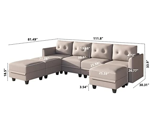LLappuil Modular Sectional Sofa With Reversible Chaises, 7 Seater U Shape Sectional With Storage, Waterproof, Anti-Scratch And Antistatic Couch, Brown 3 LLappuil Modular Sectional Sofa With Reversible Chaises, 7 Seater U Shape Sectional With Storage, Waterproof, Anti-Scratch And Antistatic Couch, Brown