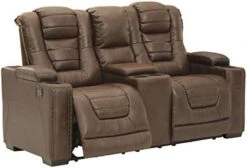 Signature Design By Ashley Owner's Box Faux Leather Power Reclining Sofa With Adjustable Headrest, Brown -Amazon Store 41japJEAkuL. AC