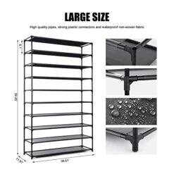 HODYANN 50 Pairs Shoe Tower, Non-Woven Fabric&Metal Storage Cabinet, 10 Tiers Shoe Rack For Entryway -Amazon Store 41jc1sqN5jL