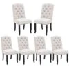 COLAMY Tufted Dining Chairs Set Of 6, Upholstered Parsons Dining Room Chairs, Fabric Kitchen Side Chair With Nailhead Trim And Wood Legs, Beige -Amazon Store 41jcbblE7TL