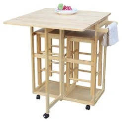 ANTSKU 3Pcs Drop Leaf Table, Rolling Kitchen Tables For Small Spaces, Space Saving Dining Table Set For 2, Natural 13 ANTSKU 3Pcs Drop Leaf Table, Rolling Kitchen Tables For Small Spaces, Space Saving Dining Table Set For 2, Natural -Amazon Store 41jcg7jNE0L