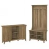 Bush Furniture Salinas Entryway Storage Set With Hall Tree, Shoe Bench And Accent Cabinet, Reclaimed Pine