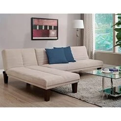 YTYZC Convertible Futon Couch Bed With Microfiber Upholstery And Wood Legs - Tan